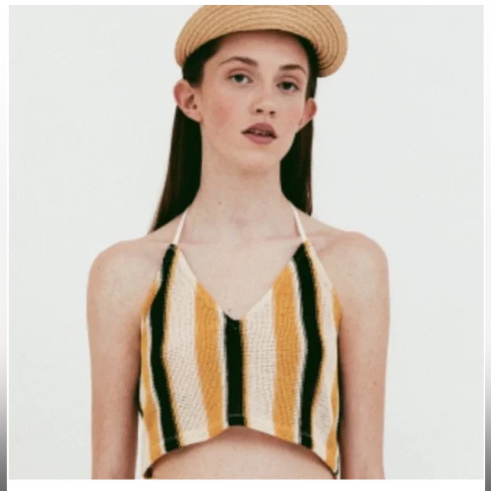 Zara Multicolor Striped Crochet Crop Top